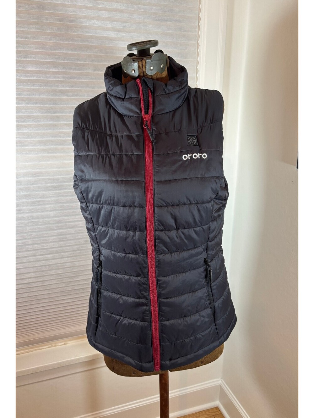 ORORO Women's S Heated Puffer Vest Small Gray Quilted Full Zip No Battery